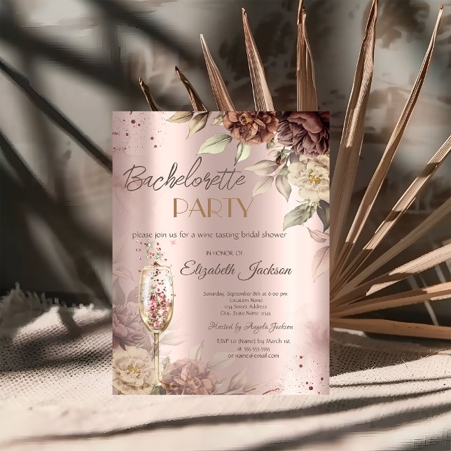 Convites Terracotta Rosa Vinho Festa de solteira (Criador carregado)