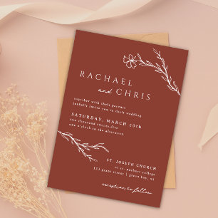 Convites Terracotta Rust Boho Moderno Botânico Estencioso