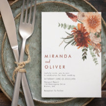 Terracotta Rust Boho Watercolor Casamento Floral