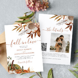 Convites Terracotta rust deixa boho casamento outono floral