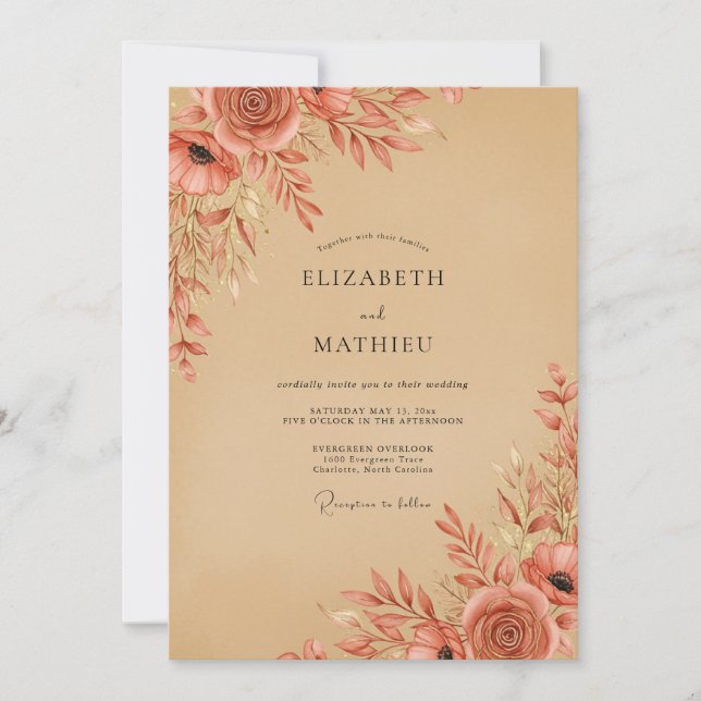 Convites Terracotta Rustic Autumnal Wedding (Frente)