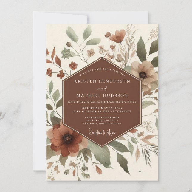 Convites Terracotta Rustic Bloom Wedding (Frente)