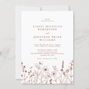 Convites Terracotta Rustic Floral Fall Wildflower Casamento