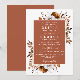 Convites Terracotta Rustic Floral Modern Casamento Botânico