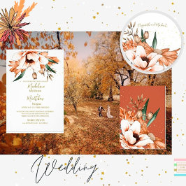 Convites Terracotta Rustic Orange Floral Elegante Casamento