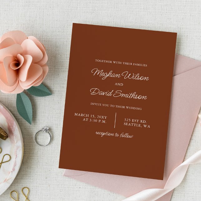 Convites Terracotta Rustic Simple Modern Wedding (Criador carregado)