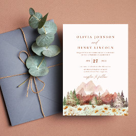 Convites Terracotta Rustic Wedding Mountain Wildflower