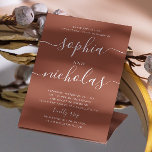 Convites Terracotta - script minimalista de queda festa de<br><div class="desc">Simples convite de festa de noivado de guião minimalista em tons de terracota,  marrom-ferrugem,  cores de tom de terra para o outono/casamento de outono. Entre em contato comigo se precisar de itens adicionais.</div>