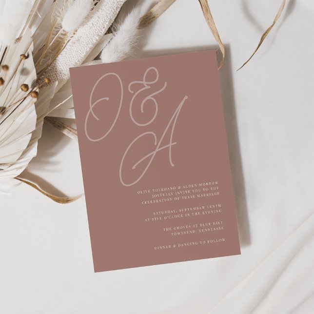 Convites Terracotta | Script Watermark Monograma Wedding (Criador carregado)