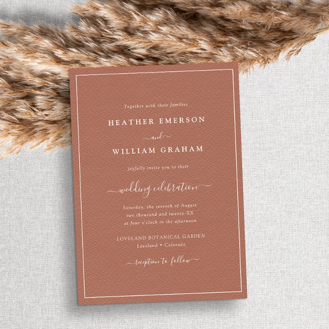 Convites Terracotta Script Wedding (Criador carregado)