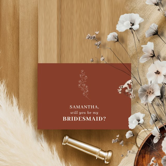 Convites Terracotta Simple Floral Você será minha dama de h (Criador carregado)