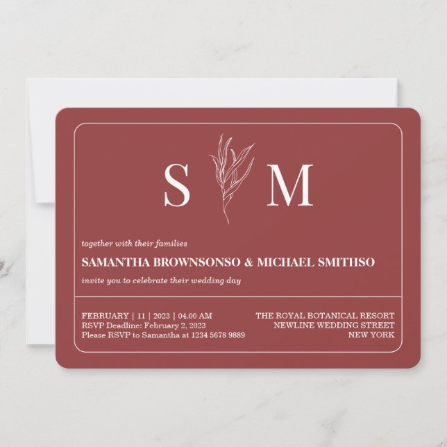 Convites Terracotta Simple Flower Weding (Frente)