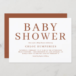 Convites Terracotta Simple Typoographic Strike Chá de frald