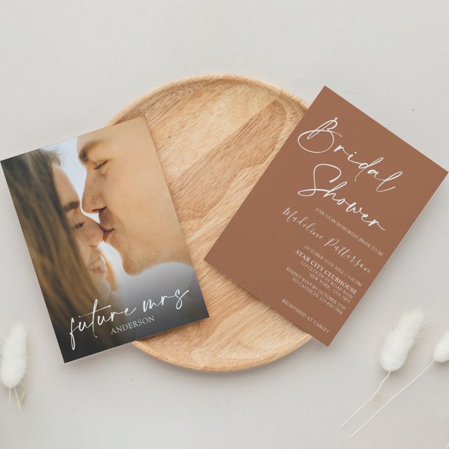 Convites Terracotta Simples Moderno com Chá de panela Fotog (Criador carregado)