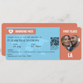 Convites Terracotta & Sky Blue Boarding Pass Wedding