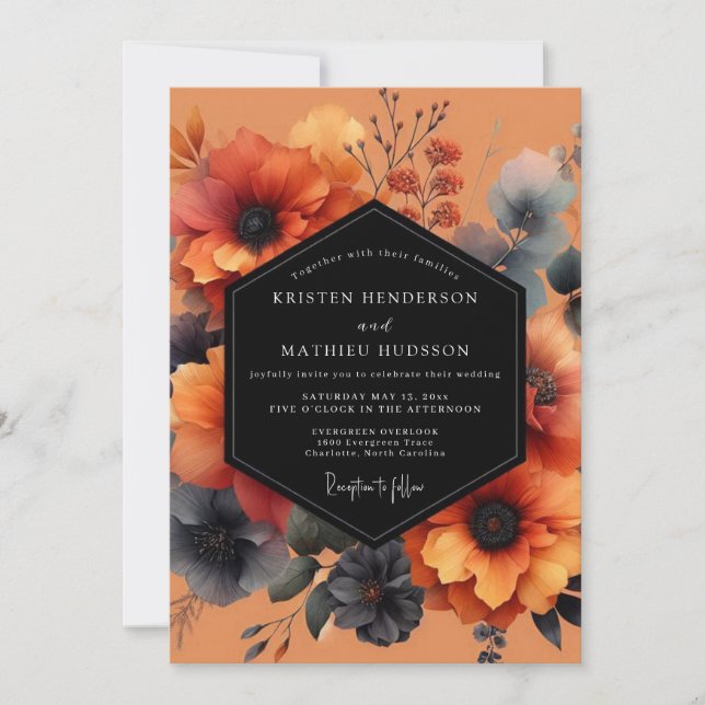Convites Terracotta Slate Bloom Wedding (Frente)