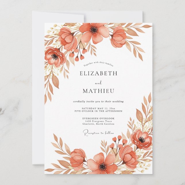 Convites Terracotta Sophisticated Autumnal Wedding (Frente)