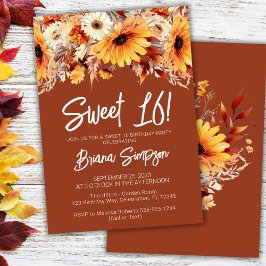 Convites Terracotta Sweet 16 Birthday Fall Floral