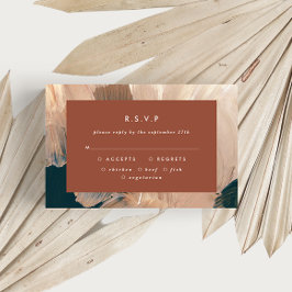 Convites Terracotta teal paintery casamento moderno R.S.V.P