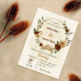 Convites terracotta terra-tona floral casamento verde