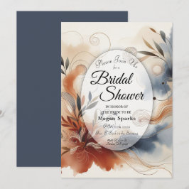 Convites Terracotta Twilight and Navy Blooms Bridal Shower