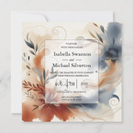 Convites Terracotta Twilight and Navy Blooms Wedding