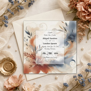 Convites Terracotta Twilight e Marinho Blooms Casamento
