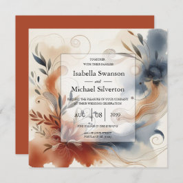 Convites Terracotta Twilight e Marinho Blooms Casamento