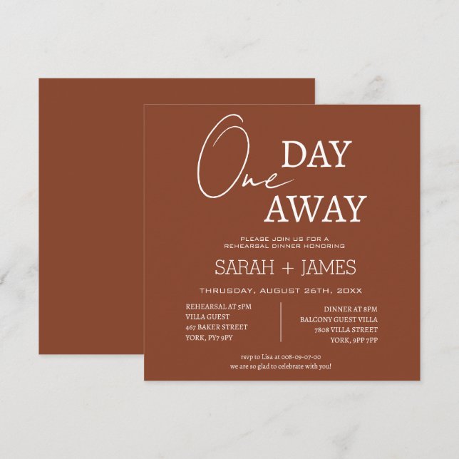 Convites Terracotta, Um Dia De Fora, Janta Casamento (Frente/Verso)
