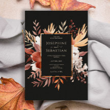 Terracotta Watercolor Black Fall Floral Weding