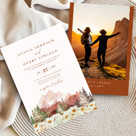 Convites Terracotta Wedding Mountain Wildflower Foto