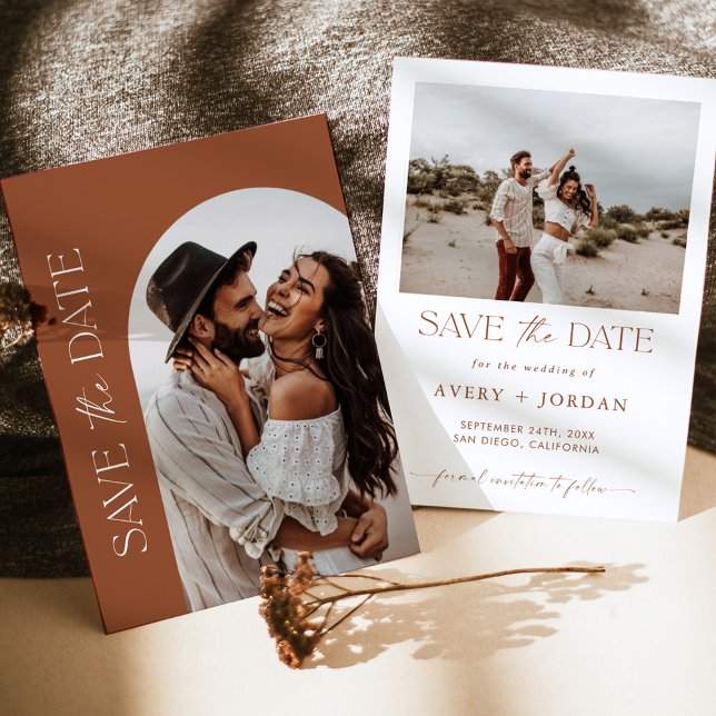 Convites Terracotta Wedding Save Date, Boho Save Dates (Criador carregado)
