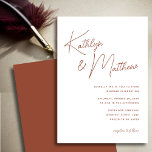 Convites Terracotta Whimsical Script Casamento Minimalista<br><div class="desc">Terracotta Queimou Cartão De Convite Moderno Minimalista De Casamento Laranja Laranja. Celebre o seu dia especial com esta elegante e bela carta de convite para casamento para embelezar a sua ocasião especial. Todos os textos estão pré-organizados para que você personalize fácil e rapidamente com seus próprios detalhes. Se você precisar...</div>