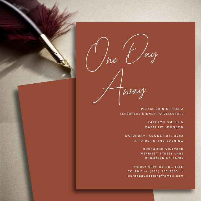 Convites Terracotta Whimsical Script Chic Um Dia Distante (Criador carregado)