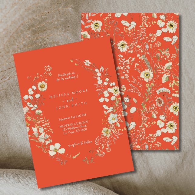 Convites Terracotta White Flora Boho Wildflower Weding (Criador carregado)