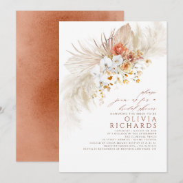 Convites Terracotta White Flowers Boho Chá de panela