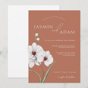 Convites Terracotta White Orchids Inicializa Casamento Flor