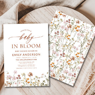 Convites Terracotta Wildflower Baby in Bloom Chá de fraldas