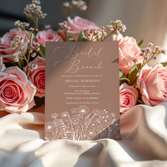 Convites Terracotta Wildflower Boho Bridal BrunChá (Criador carregado)