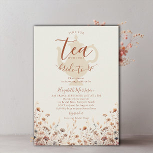 Convites Terracotta Wildflower Elegante Bridal Tea Chá