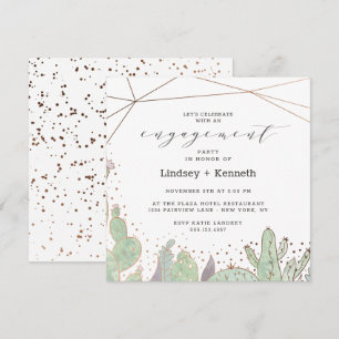Convites Terrário de Cactus Suculentas Festa de Noivado