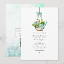 Terrário de Vidro Suculentas Código QR RSVP Casame