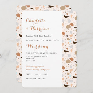 Convites Terrazzo Abstrato Modern Earthy Invitation