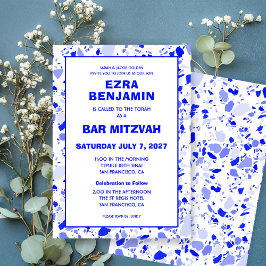 Convites Terrazzo Hand Desenhou Bar Personalizado Bat Mitzv