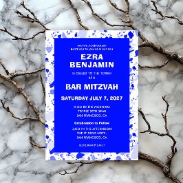 Convites Terrazzo Hand Desenhou Bar Personalizado Bat Mitzv