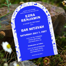 Convites Terrazzo Hand Desenhou Bar Personalizado Bat Mitzv