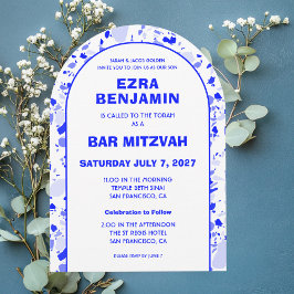 Convites Terrazzo Hand Desenhou Bar Personalizado Bat Mitzv