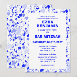 Convites Terrazzo Hand Desenhou Bar Personalizado Bat Mitzv