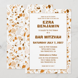 Convites Terrazzo Hand Desenhou Bar Personalizado Bat Mitzv