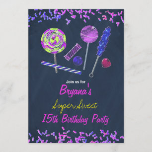 Convites Terreno de Doces de Lousa Doce Chalk Doodles Festa